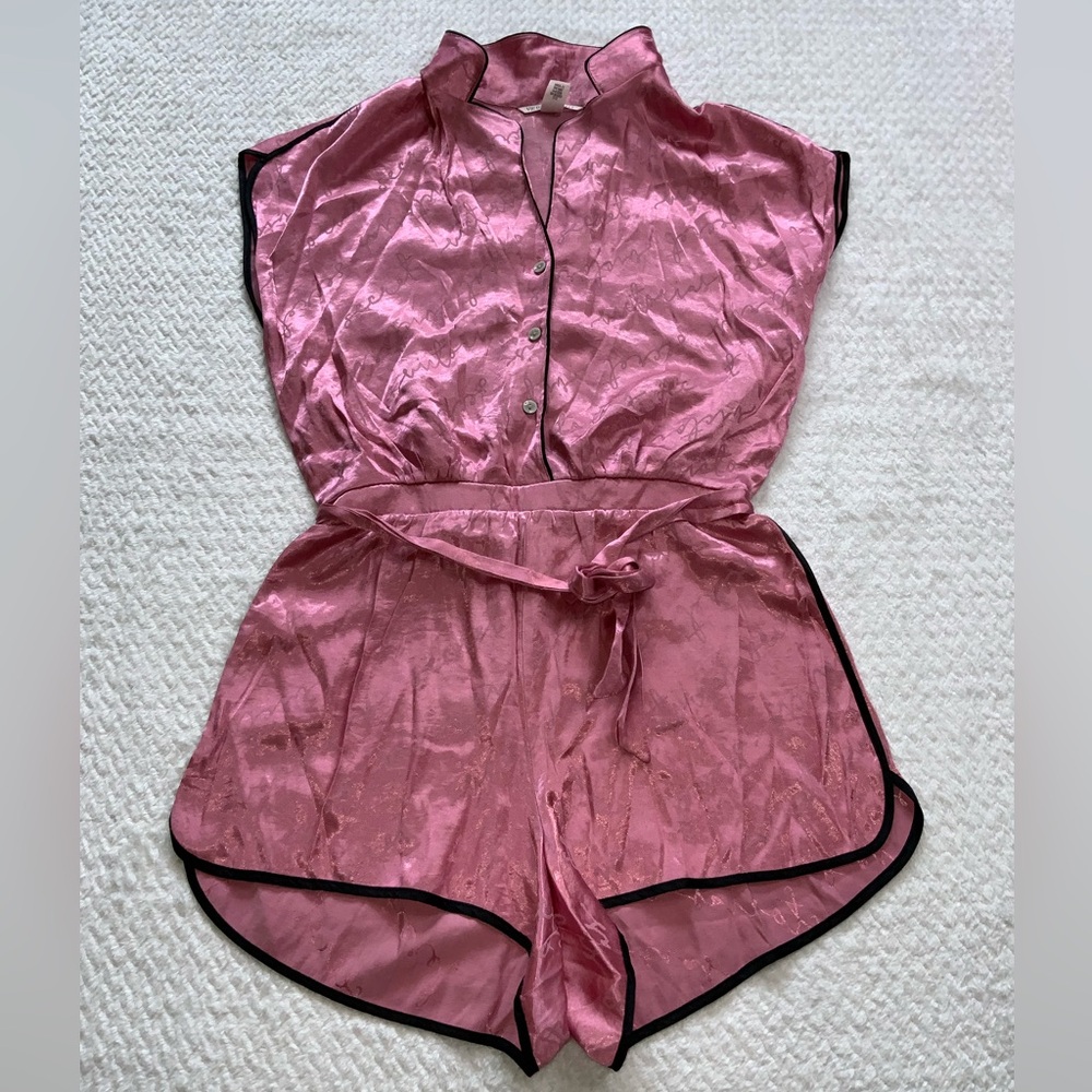 Victoria’s Secret pink satin pink pajama romper - Picture 2 of 8